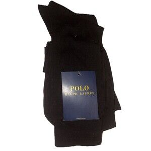 Polo Ralph Lauren Mens 3 Pack Dress Socks, Black with Embroidered Pony